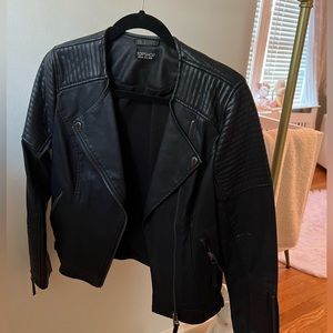 Topshop. Black leather coat. US size 6. Excellent condition